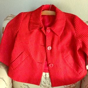 Designer red waist length jacket